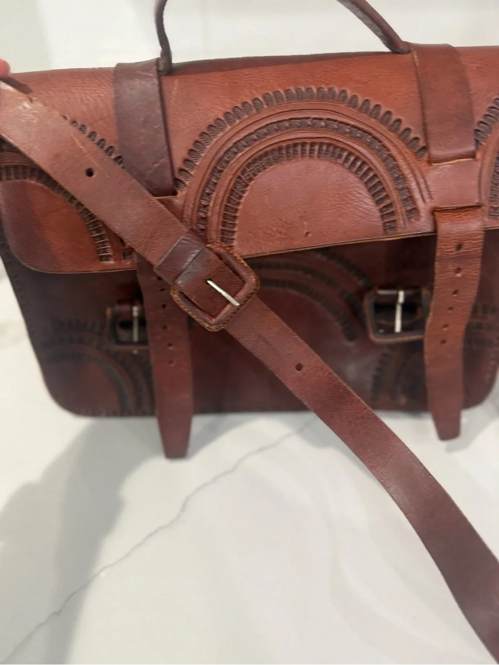 Vintage 70’s Genuine Brown Leather Messenger Bag
